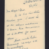 Letter to sister and father from Ellis Edwards
